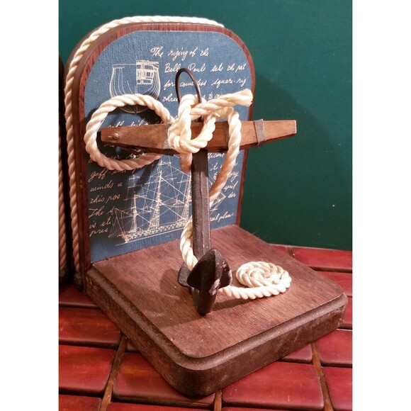 Vintage Mid Century Napcoware Nautical Ship Anchors Bookends Made In Japan - Picture 6 of 7